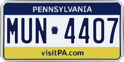PA license plate MUN4407