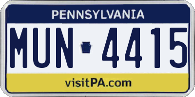 PA license plate MUN4415