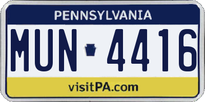 PA license plate MUN4416