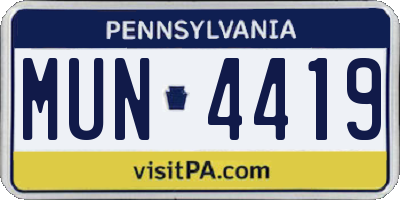 PA license plate MUN4419