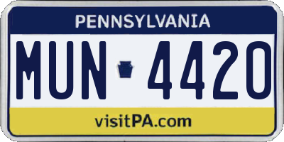 PA license plate MUN4420