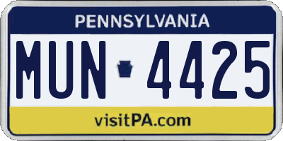 PA license plate MUN4425