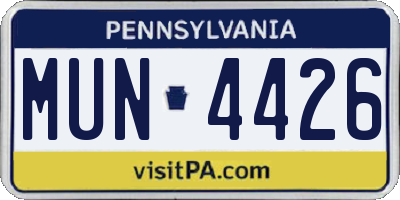 PA license plate MUN4426