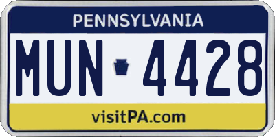 PA license plate MUN4428