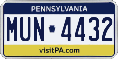 PA license plate MUN4432