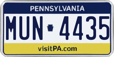 PA license plate MUN4435
