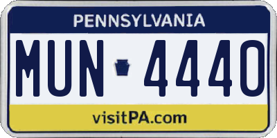PA license plate MUN4440