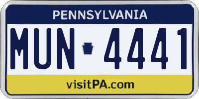 PA license plate MUN4441