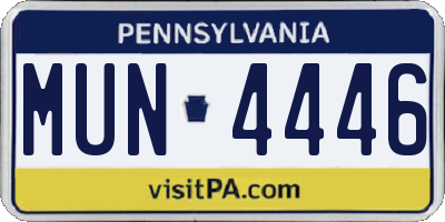 PA license plate MUN4446