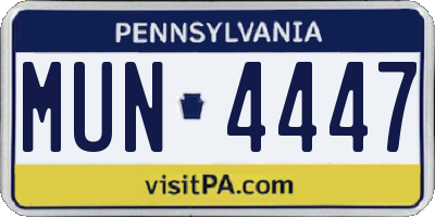 PA license plate MUN4447