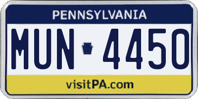 PA license plate MUN4450