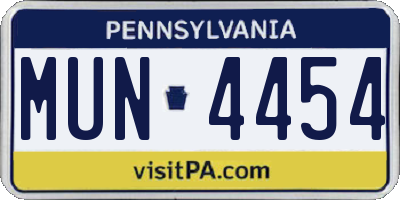 PA license plate MUN4454