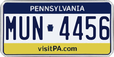 PA license plate MUN4456