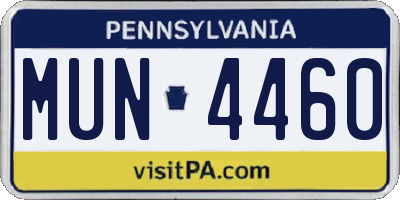 PA license plate MUN4460