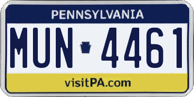 PA license plate MUN4461