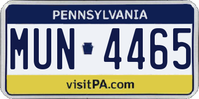 PA license plate MUN4465