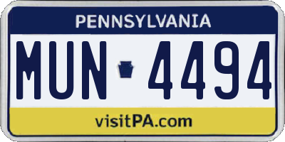 PA license plate MUN4494