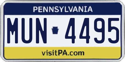 PA license plate MUN4495
