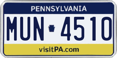 PA license plate MUN4510