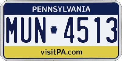 PA license plate MUN4513