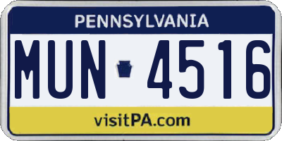 PA license plate MUN4516