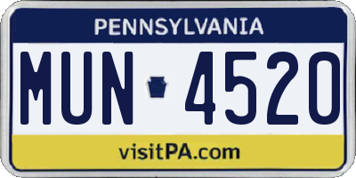 PA license plate MUN4520