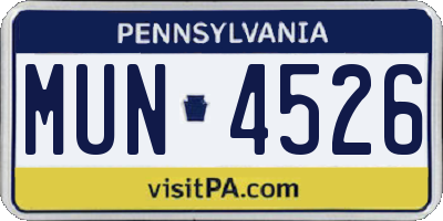 PA license plate MUN4526