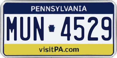 PA license plate MUN4529