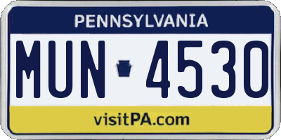 PA license plate MUN4530