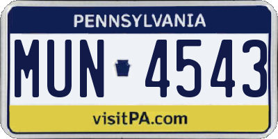 PA license plate MUN4543
