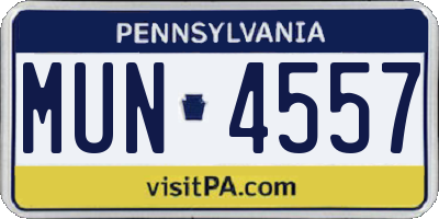 PA license plate MUN4557