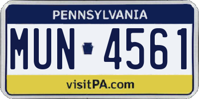 PA license plate MUN4561