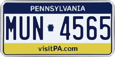 PA license plate MUN4565