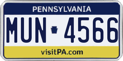 PA license plate MUN4566
