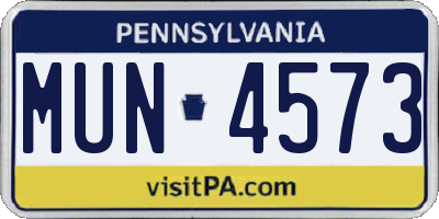 PA license plate MUN4573
