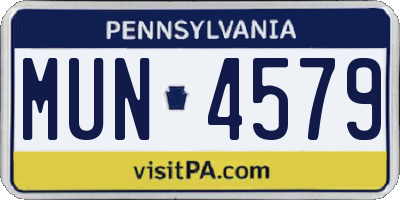 PA license plate MUN4579