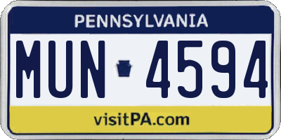 PA license plate MUN4594