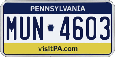 PA license plate MUN4603