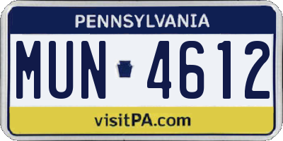 PA license plate MUN4612