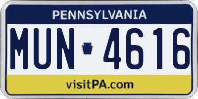 PA license plate MUN4616