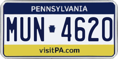 PA license plate MUN4620