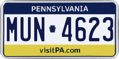 PA license plate MUN4623
