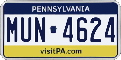 PA license plate MUN4624