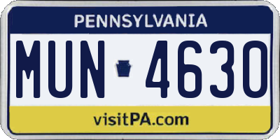 PA license plate MUN4630
