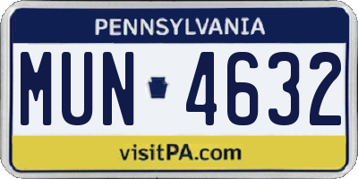 PA license plate MUN4632