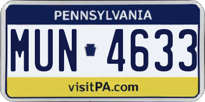 PA license plate MUN4633