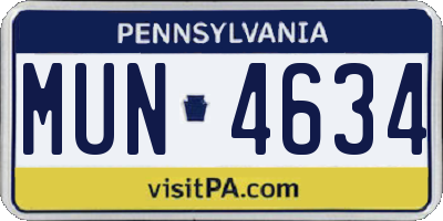 PA license plate MUN4634