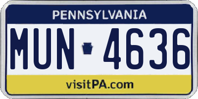 PA license plate MUN4636