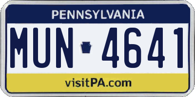PA license plate MUN4641