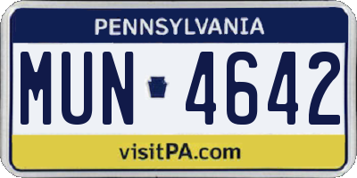 PA license plate MUN4642